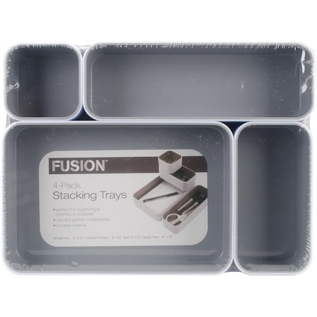 Chesterfield Fusion Stackable - White with Gray Interior - 4PK CH3653267